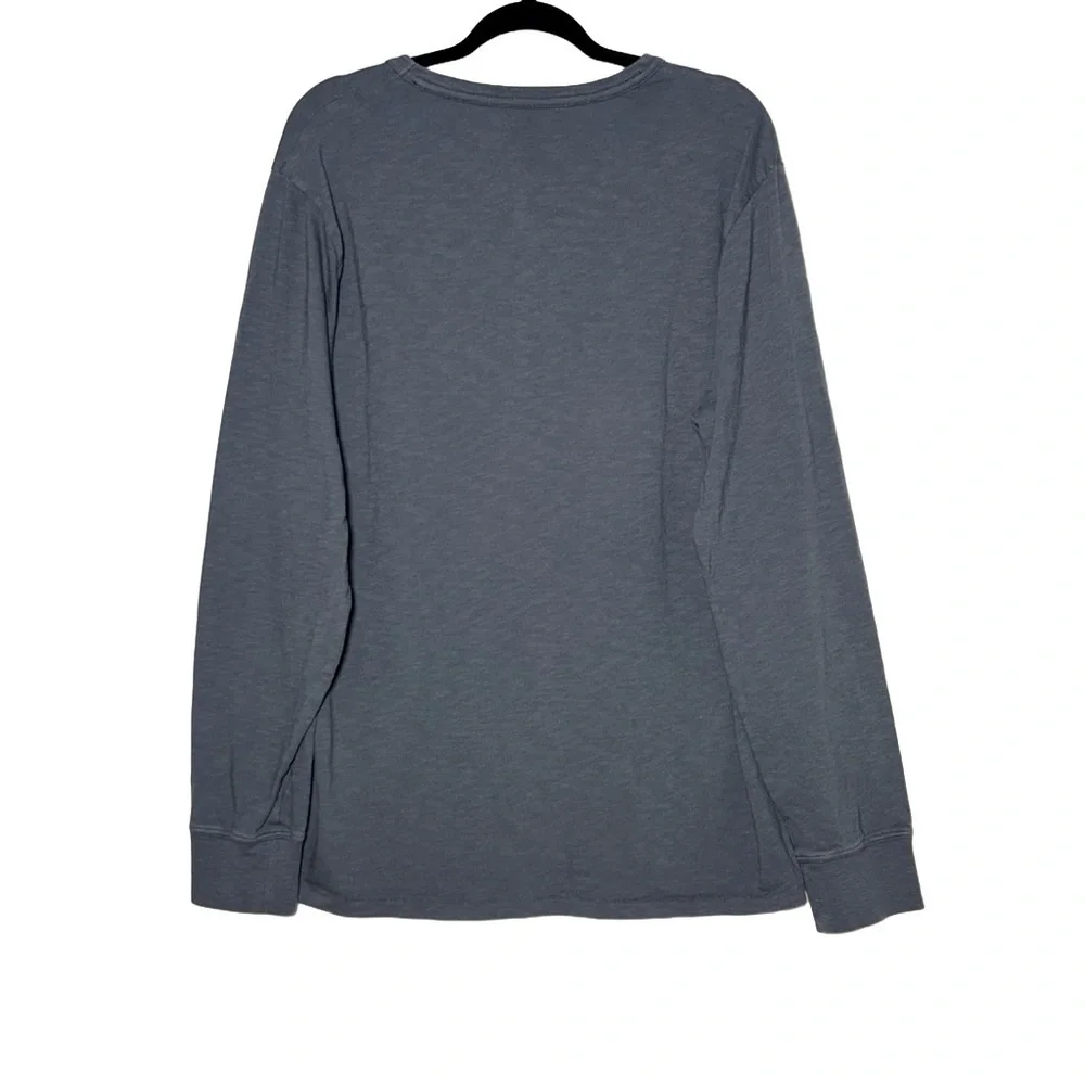 NEW J. Crew Garment-Dyed Slub Cotton Long-Sleeve Dark Gray T-Shirt w/ Pocket, XL